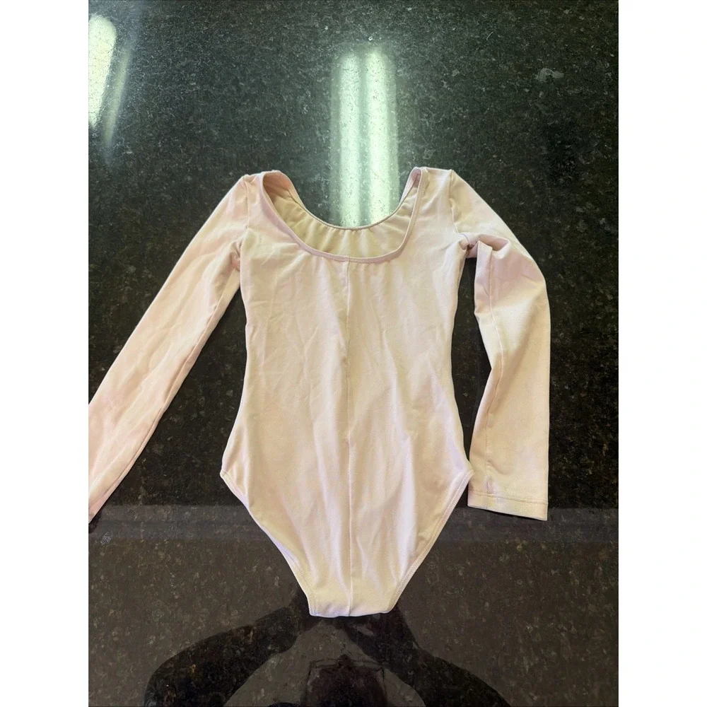 Bloch Girls Dance Leotard Long Sleeve Pink Sz 4-6 Ballet Jazz Gymnastics